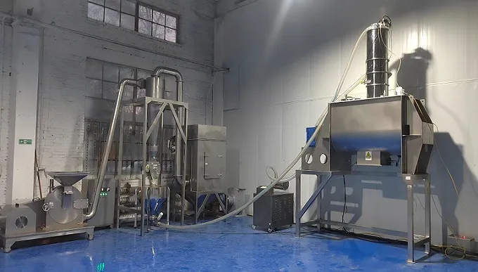 Pulse dust-extraction grinding ssytem with ribbon mixer